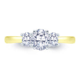18ct Yellow Gold And Platinum 0.80ct Oval Cut Diamond Three Stone Engagement Ring
