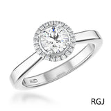 The Skye Pure Platinum 0.50ct Round Brilliant Cut Diamond Engagement Ring With 0.08ct Diamond Halo