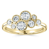 18ct Yellow Gold 0.85ct Eight Stone Diamond Bubble Ring