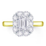 18ct Yellow Gold 0.70ct Emerald And Round Brilliant Cut Diamond Cluster Ring