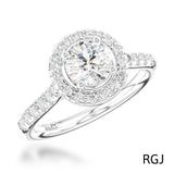 The Skye Platinum 0.51ct Round Brilliant Cut Diamond Engagement Ring With 0.28ct Diamond Halo And Diamond Set Shoulders