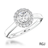 The Skye Pure Platinum 0.42ct Round Brilliant Cut Diamond Engagement Ring With 0.13ct Diamond Halo