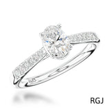 The Skye Classic Platinum 0.70ct Oval Cut Diamond Solitaire Engagement Ring With 0.24ct Diamond Set Shoulders