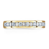 18ct Yellow Gold 0.20ct Round Brilliant And Baguette Cut Diamond Half Eternity Ring