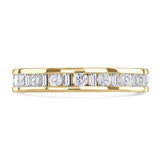 18ct Yellow Gold 1.00ct Round Brilliant And Baguette Cut Diamond Channel Set Full Eternity Ring