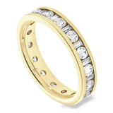 18ct Yellow Gold 1.00ct Round Brilliant And Baguette Cut Diamond Channel Set Full Eternity Ring