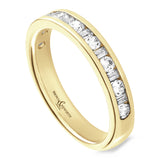 18ct Yellow Gold 0.33ct Round Brilliant And Baguette Cut Diamond Channel Set Half Eternity Ring