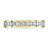 18ct Yellow Gold 0.50ct Round Brilliant And Baguette Cut Diamond Channel Set Half Eternity Ring