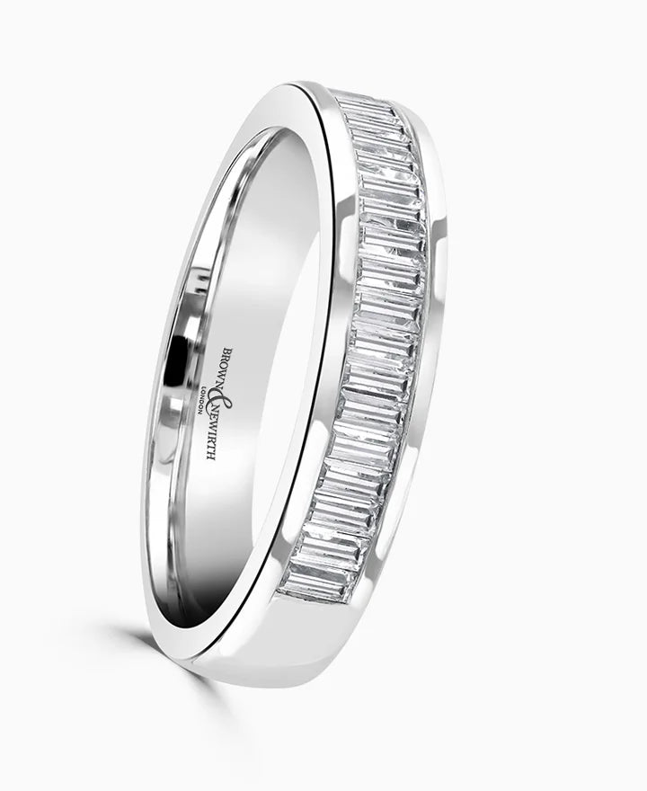 Platinum 0.20ct Baguette Cut Diamond Channel Set Half Eternity Ring