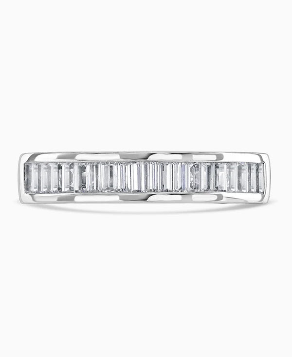 Platinum 0.20ct Baguette Cut Diamond Channel Set Half Eternity Ring