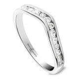 Platinum 0.33ct Round Brilliant Cut Diamond Channel Set Shaped Half Eternity Ring