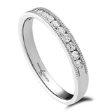 Platinum 0.20ct Round Brilliant Cut Diamond Channel Set Half Eternity Ring With Millgrain Detailing