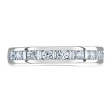 Platinum 0.33ct Round Brilliant And Baguette Cut Diamond Channel Set Half Eternity Ring