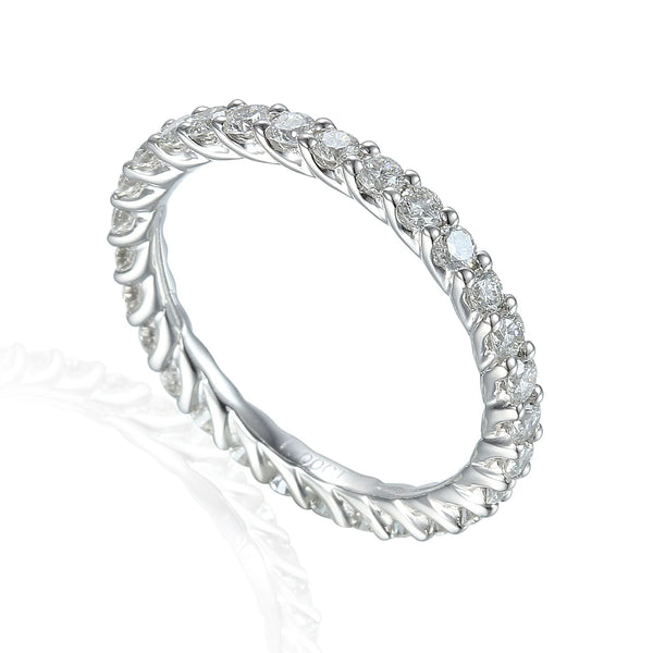 Platinum 1.00ct Round Brilliant Cut Diamond Claw Set Full Eternity Ring