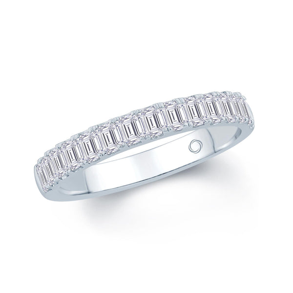 Platinum 0.75ct Emerald Cut Diamond Claw Set Half Eternity Ring