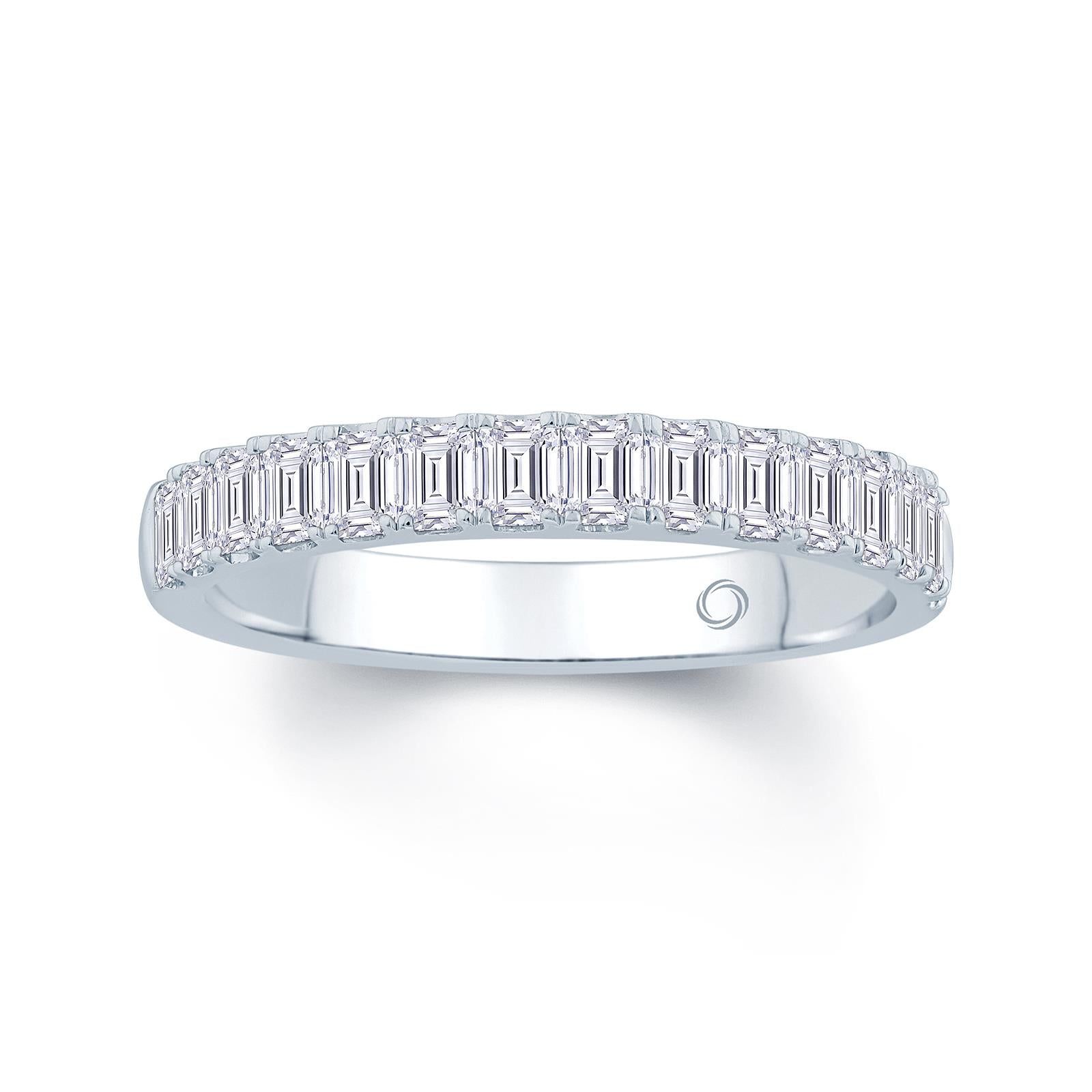 Platinum 1.50ct Emerald Cut Diamond Claw Set Half Eternity Ring