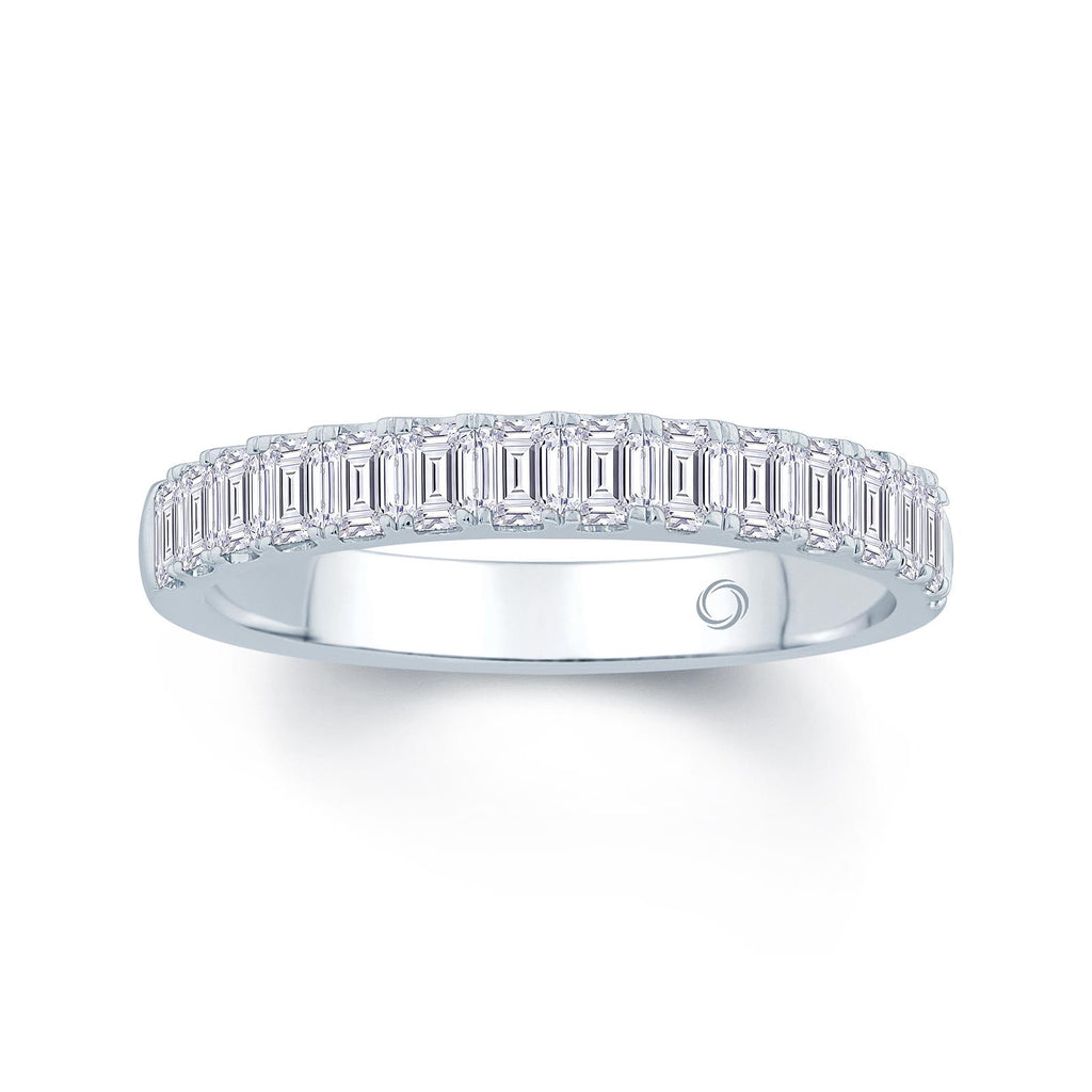 Platinum 1.50ct Emerald Cut Diamond Claw Set Half Eternity Ring