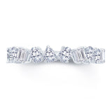 Platinum 1.00ct Pear, Emerald And Oval Cut Diamond Claw Set Half Eternity Ring
