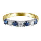 18ct Yellow Gold 0.68ct Blue Sapphire And 0.40ct Diamond Seven Stone Ring