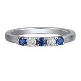 Platinum 0.24ct Blue Sapphire And 0.13ct Diamond Five Stone Ring