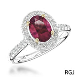 The Skye Platinum 2.13ct Oval Cut Ruby Ring With 0.42ct Diamond Halo And Diamond Set Shoulders