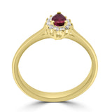 18ct Yellow Gold 0.76ct Ruby And 0.42ct Diamond Halo Cluster Ring