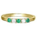 18ct Yellow Gold 0.22ct Emerald And 0.13ct Diamond Round Brilliant Cut Five Stone Ring