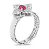 Roberto Coin 18ct White Gold Pink Tourmaline And Diamond Princess Flower Ring ADV777RI1217