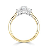 9ct Yellow And White Gold 2.00ct Oval Cut Laboratory Grown Diamond Three Stone Engagement Ring