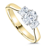9ct Yellow Gold 2.00ct Oval Cut Laboratory Grown Diamond Three Stone Engagement Ring