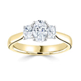 9ct Yellow And White Gold 2.00ct Oval Cut Laboratory Grown Diamond Three Stone Engagement Ring