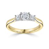 9ct Yellow And White Gold 2.40ct Round Brilliant Cut Laboratory Grown Diamond Three Stone Engagement Ring