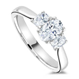 Platinum 2.00ct Oval Cut Laboratory Grown Diamond Three Stone Engagement Ring
