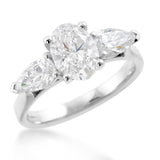 Platinum 2.25ct Oval And Pear Cut Laboratory Grown Diamond Three Stone Engagement Ring