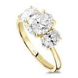 18ct Yellow Gold 1.95ct Oval Cut Laboratory Grown Diamond Three Stone Engagement Ring