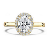 18ct Yellow Gold 1.53ct Oval Cut And 0.10ct Laboratory Grown Diamond Halo Engagement Ring
