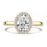 18ct Yellow Gold 1.52ct Oval Cut And 0.10ct Laboratory Grown Diamond Halo Engagement Ring