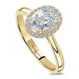 18ct Yellow Gold 1.52ct Oval Cut And 0.10ct Laboratory Grown Diamond Halo Engagement Ring