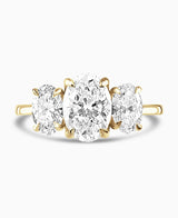 18ct Yellow Gold 2.01ct Oval Cut Laboratory Grown Diamond Three Stone Engagement Ring
