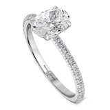Platinum Laboratory Grown 1.06ct Oval Cut Diamond Solitaire Engagement Ring With 0.19ct Diamond Set Shoulders
