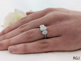 Platinum 3.48ct Oval Cut Laboratory Grown Diamond Three Stone Engagement Ring
