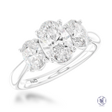 Platinum 3.48ct Oval Cut Laboratory Grown Diamond Three Stone Engagement Ring