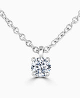 9ct White Gold Round Brilliant Cut Laboratory Grown Diamond Four Claw Necklace