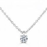 9ct White Gold Round Brilliant Cut Laboratory Grown Diamond Four Claw Necklace