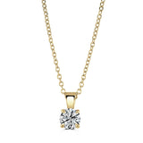 9ct Yellow Gold Round Brilliant Cut Laboratory Grown Diamond Four Claw Necklace