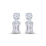 9ct White Gold 0.50ct Emerald And Round Brilliant Cut Laboratory Grown Diamond Drop Earrings