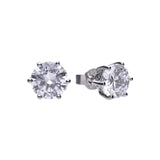 Diamonfire Silver 2.00ct Zirconia Six Claw Stud Earrings E5631