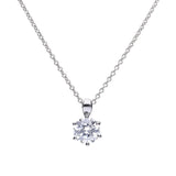 Diamonfire Silver 2.00ct Zirconia Six Claw Necklace P4605