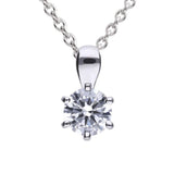 Diamonfire Silver 0.75ct Zirconia Six Claw Necklace P4609