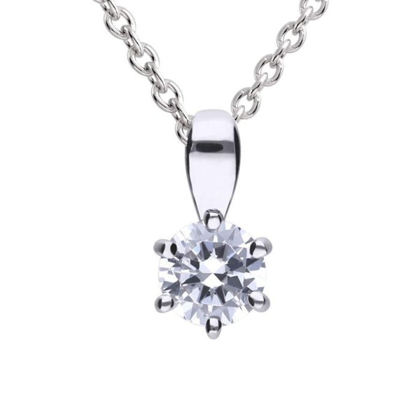 Diamonfire 0.50ct Zirconia Six Claw Silver Necklace P4610